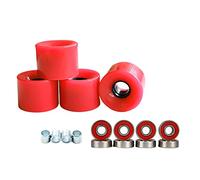 U/ D 78A High Flexibility Quad Roller Skate Wheels with Bearings Installed Road Skate Skateboard Wheels for Indoor Outdoor Roller Skating 4pcs (Red)