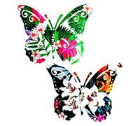 U/D Metal Butterfly Ornaments Wall Art Decor Outdoor, 2 Pack Colorful Garden Wall Sculptures Indoor or Outdoor Home Decorations