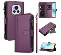 U.DARELIKE Case for Honor Magic 6 Wallet PU Leather Flip Cover 9 Card Holder Zipper Pocket Holster with Kickstand Magnetic Closure Hand Strap for Honor Magic 6 - Violet