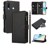 U.DARELIKE Case for HUAWEI P30 Lite Wallet PU Leather Flip Cover 9 Card Holder Zipper Pocket Holster with Kickstand Magnetic Closure Hand Strap for HUAWEI P30 Lite - Black