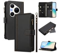 U.DARELIKE Case for HUAWEI Pura 80 Pro Wallet PU Leather Flip Cover 9 Card Holder Zipper Pocket Holster with Kickstand Magnetic Closure Hand Strap for HUAWEI Pura 80 Pro - Black