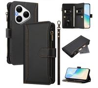U.DARELIKE Case for HUAWEI Pura 80 Wallet PU Leather Flip Cover 9 Card Holder Zipper Pocket Holster with Kickstand Magnetic Closure Hand Strap for HUAWEI Pura 80 - Black