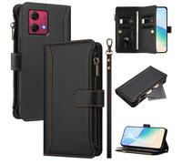 U.DARELIKE Case for Motorola MOTO G84 Wallet PU Leather Flip Cover 9 Card Holder Zipper Pocket Holster with Kickstand Magnetic Closure Hand Strap for Motorola MOTO G84 - Black