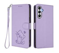 U.DARELIKE Case for Samsung Galaxy A24 4G Wallet PU Leather Flip Cover Embossed Lovely Cat Pattern Design Kick Stand Case with Card Slots Hand Strap Phone Holster for Galaxy A24 4G - Lavender