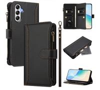 U.DARELIKE Case for Samsung Galaxy A25 5G Wallet PU Leather Flip Cover 9 Card Holder Zipper Pocket Holster with Kickstand Magnetic Closure Hand Strap for Galaxy A25 5G - Black