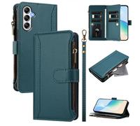 U.DARELIKE Case for Samsung Galaxy A54 5G Wallet PU Leather Flip Cover 9 Card Holder Zipper Pocket Holster with Kickstand Magnetic Closure Hand Strap for Galaxy A54 5G - Green