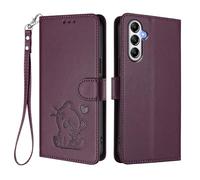 U.DARELIKE Case for Samsung Galaxy A56 Wallet PU Leather Flip Cover Embossed Lovely Cat Pattern Design Kick Stand Case with Card Slots Hand Strap Phone Holster for Galaxy A56 - Dark Purple