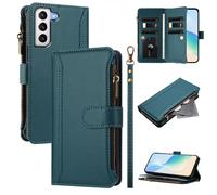 U.DARELIKE Case for Samsung Galaxy S21 Wallet PU Leather Flip Cover 9 Card Holder Zipper Pocket Holster with Kickstand Magnetic Closure Hand Strap for Galaxy S21 - Green
