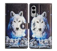 U.DARELIKE Case for Samsung Galaxy S25 Edge Wallet PU Leather Flip Cover Wolves Pattern Magnetic Phone Holster with Kickstand Card Slots Hand Strap for Samsung Galaxy S25 Edge