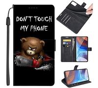 U.DARELIKE for Xiaomi Redmi A1 Phone Wallet Cover, Don't Touch My Phone Design Case PU Leather Shockproof TPU Flip Magnetic Phone Purse for Xiaomi Redmi A1