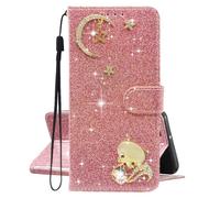 U.DARELIKE Glitter Phone Case for Samsung Galaxy A13 4G Shiny Sparkle Flip Cover 3D Star Fox Design PU Leather Soft Silicone Protective Bling Wallet Case for Galaxy A13 4G - Rose Gold