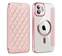 U.DARELIKE Magnetic Case for iPhone 11 Compatible with MagSafe PU Leather Wallet Card Slots Case Flip Bumper Holster with 3D Soft Touch Design for iPhone 11 - Pink