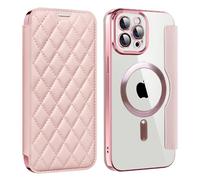 U.DARELIKE Magnetic Case for iPhone 12 Pro Max Compatible with MagSafe PU Leather Wallet Card Slots Case Flip Bumper Holster with 3D Soft Touch Design for iPhone 12 Pro Max - Pink