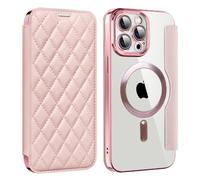 U.DARELIKE Magnetic Case for iPhone 13 Pro Compatible with MagSafe PU Leather Wallet Card Slots Case Flip Bumper Holster with 3D Soft Touch Design for iPhone 13 Pro - Pink