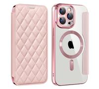 U.DARELIKE Magnetic Case for iPhone 15 Pro Compatible with MagSafe PU Leather Wallet Card Slots Case Flip Bumper Holster with 3D Soft Touch Design for iPhone 15 Pro - Pink