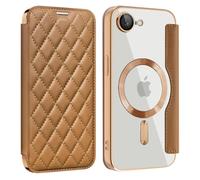U.DARELIKE Magnetic Case for iPhone 16e Compatible with MagSafe PU Leather Wallet Card Slots Case Flip Bumper Holster with 3D Soft Touch Design for iPhone 16e - Brown