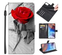 U.DARELIKE Phone Case for Google Pixel 8A Wallet Flip Cover Red Rose Design Case PU Leather Shockproof TPU Flip Magnetic Book Style Holster for Google Pixel 8A