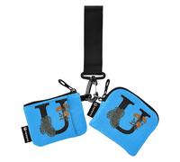 U Dual Coin Purse Credit Card Holder Wallet Cute Fashion Card Money Holder with Keychain for Men Women 2 Pcs, Multicolor, 4.13"(L) x 3.5"(W), Travel Accessory
