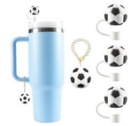 U. EHome 3PCS Straw Cover for Stanley Cup 30&40 Oz 10mm Silicone Straw Topper Protector Lid with 1PCS 3D Personalized Football Charm - Reusable, 4 Pieces