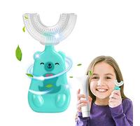 U Form Zahnbürste Kinder, 360 Grad Zahnreinigung Kinder Zahnbürste U Form, U Form Zahnbürste Kinder Silikonzahnbürstenkopf in Lebensmittelqualität (Bear(2-6))