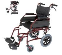 U-Go Esteem Alloy Ultra Lightweight Transit Wheelchair with Attendant Brakes, Attendant-Propelled Travel Transport Aluminium Folding Wheelchair (9.5kg Without Footrests) Seat Width (18")