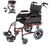U-Go Esteem Alloy Ultra Lightweight Transit Wheelchair with Attendant Brakes, Attendant-Propelled Travel Transport Aluminium Folding Wheelchair (9.5kg Without Footrests) Seat Width (16")
