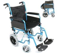 U-Go Esteem Ultra Lightweight Folding Wheelchair, Lightweight & Folding for Adults, Transit Transport, Mobility Aid, Blue, 16" Seat Width