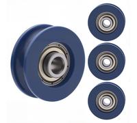 U-Groove Pulley Wheel 4Pcs Groove Pulley Track Roller Bearing U-Type Guide Nylon Pulley for Doors Windows Cabinets Drawers,5x25.5x8.5mm Blue