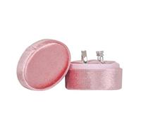 U·helper Velvet Oval Ring Box 2 Slots - Premium Ring Gift Box Gorgeous Ring Display Holder Vintage Double Ring Case with Detachable Lid for Proposal, Engagement, Wedding, Ceremony(Pink)