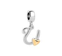 U Initial Letter Gold Heart Charm for Pandora Charms Bracelets Name Alphabet Birthday Jewellery Gift for Women Daughter Granddaughter Sister Friendship