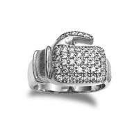 Silver Round CZ Encrusted MMA Boxing Glove Ring - ARN165 Jewelco London White U
