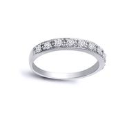 (U) Jewelco London Ladies Solid 9ct White Gold 4 Claw Set Round H I2 0.31ct Diamond Smooth Pave Half Eternity Ring 2.5mm