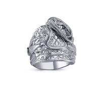 (U) Jewelco London Mens Rhodium Plated Sterling Silver Horse Rope Saddle Ring 22mm - ARN091