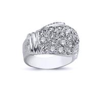 (U) Jewelco London Mens Rhodium Plated Sterling Silver Round Cubic Zirconia Boxing Glove Charm Ring 19mm