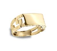 (U) Jewelco London Men's Solid 9ct Yellow Gold Curb Link Rectangular Signet Ring 13x7mm - JRN153