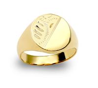 (U) Jewelco London Men's Solid 9ct Yellow Gold Diamond Cut Oval Signet Ring - JRN143