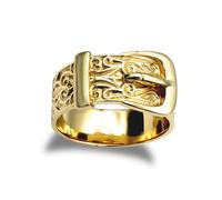(U) Jewelco London Men's Solid 9ct Yellow Gold Single Buckle Ring - JRN022
