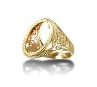 (U) Jewelco London Men's Solid 9ct Yellow Gold St George Dragon Slayer Full Sovereign Mount Ring - JRN175-F