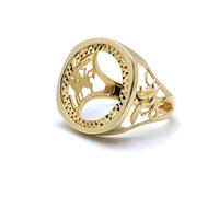 (U) Jewelco London Men's Solid 9ct Yellow Gold St George Dragon Slayer Half Sovereign Mount Ring - JRN176-H