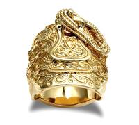 (U) Jewelco London Men's Solid Gold-plated Silver Horse Saddle Rope Ring - ARN202-GP