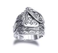 (U) Jewelco London Men's Solid Rhodium-plated Silver Horse Saddle Rope Ring - ARN204
