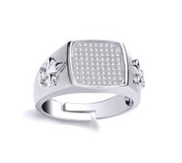 Jewelco London Men's Silver CZ Fleur De Lis Square Cushion Signet Ring | Size: U Jewelco London Silver U