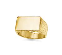 Jewelco London 9ct Gold Engravable Barked Initial Blank Plate Signet Ring | Size: U Jewelco London Gold U