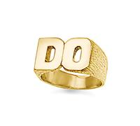 (U) Jewelco London Unisex Solid 9ct Yellow Gold Personalised Identity Barked Initial Ring - JIR019