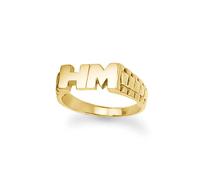 (U) Jewelco London Unisex Solid 9ct Yellow Gold Personalised Identity Bricked Initial Ring - JIR015