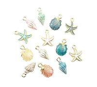 U-K 13 Pcs Starfish Conch Sea Shell Pendants Mixed Random DIY Charms Sea Necklace Pendant for Women Jewelry Handmade Nautical Ocean Shell Enamel Craft Accessory Superiorâ€‚Quality and Creative