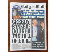 U.K. Daily Mail Newspaper March 10th 2016 Sir George Martin - Death Of The Fifth Beatle