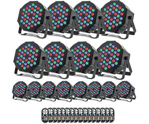 U`King 16 Pack RGB 36 LED Stage Lights with Remote Control, 72W LED Par Can Light Console 7CH Control, 7 Modes Disco Lights for Parties Wedding Club Party Concert Bars Show