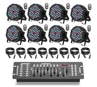 U`King 8 Pack RGB 36 LED Stage Lights with DMX Console and DMX Cable, 72W LED Par Can Light Remote Control, 7 Modes Disco Lights for Parties Wedding Club Party Concert Bars Show