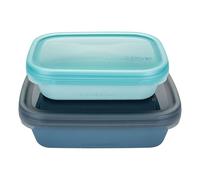 U Konserve Platinum Silicone Nested Duo Food Storage Bento Box Dual Seal Rectangle Container - Two Pack - Leak Proof, Shatter Proof, Dishwasher Safe, Plastic Free - 24oz & 48oz (Night Sea)